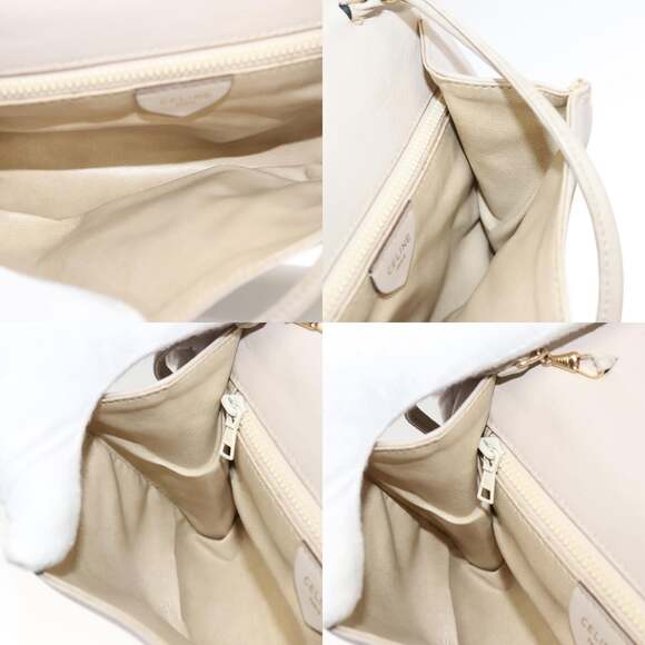 CELINE Shoulder Bag Leather Beige Gold - Picture 12 of 13